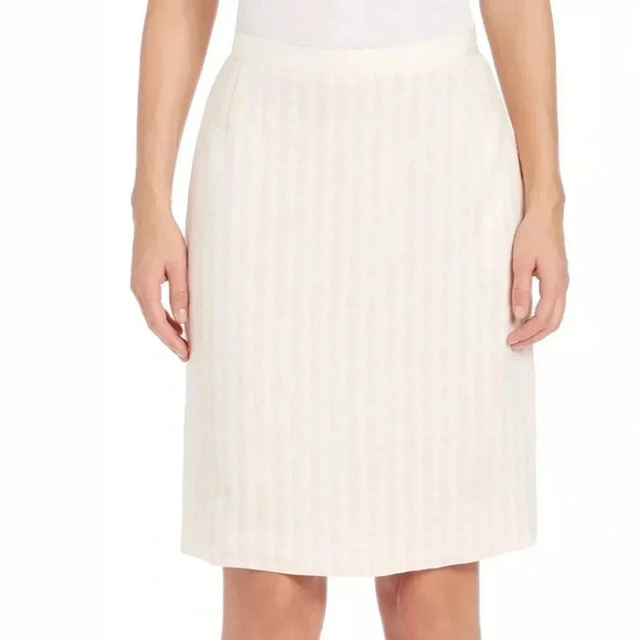 AKRIS Punto Striped Linen Pencil Skirt - Picture 1 of 5